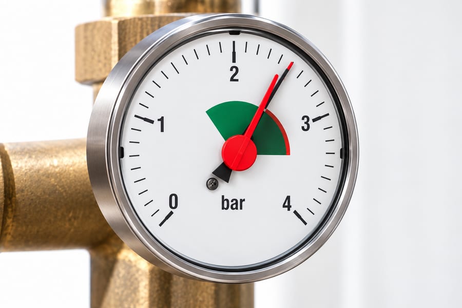 Manometer zur Druckkontrolle an einer Heizungsanlage